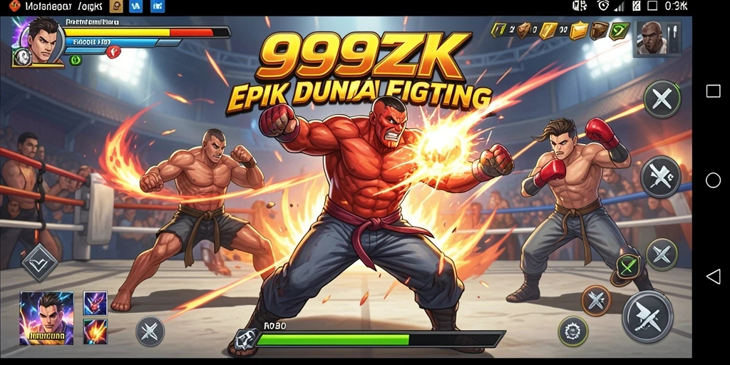 Tampilan gameplay seru dalam pertarungan karakter di 999ZK.