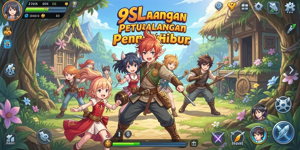 Screenshot utama 9SL menampilkan karakter Anime dalam aksi seru.
