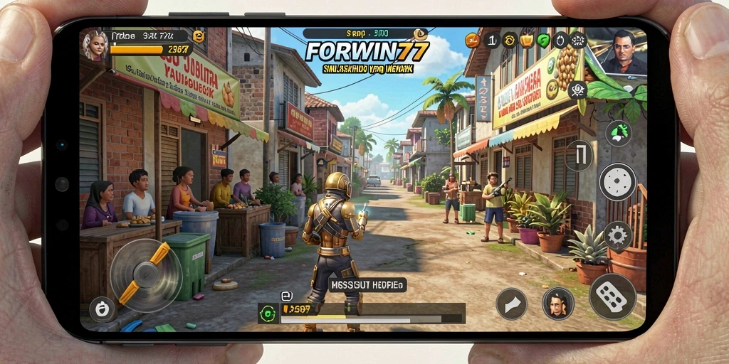 Tampak dari gameplay FORWIN77 yang menggambarkan simulasi kehidupan.