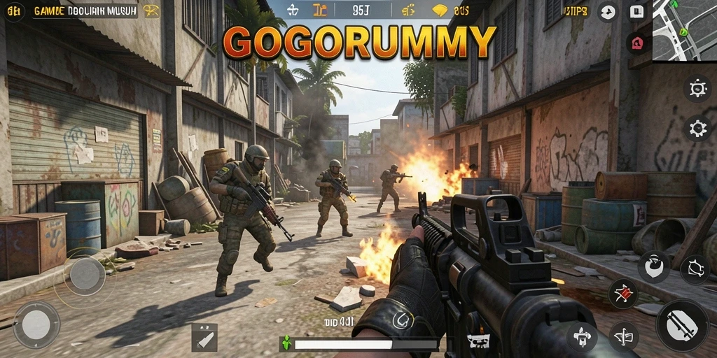 Tampilan gameplay GOGORUMMY dengan aksi pertarungan yang intens.
