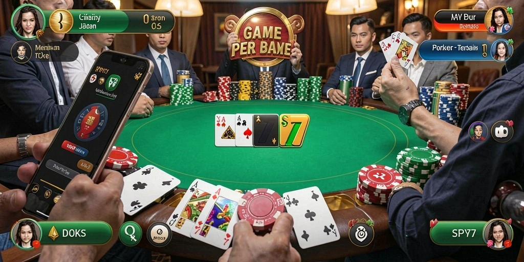 Tampilan permainan SPY77 dengan grafik poker yang mengesankan.