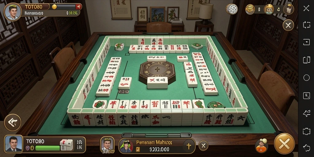 Screenshot gameplay TOTO80 dengan tampilan tabel Mahjong yang menarik.