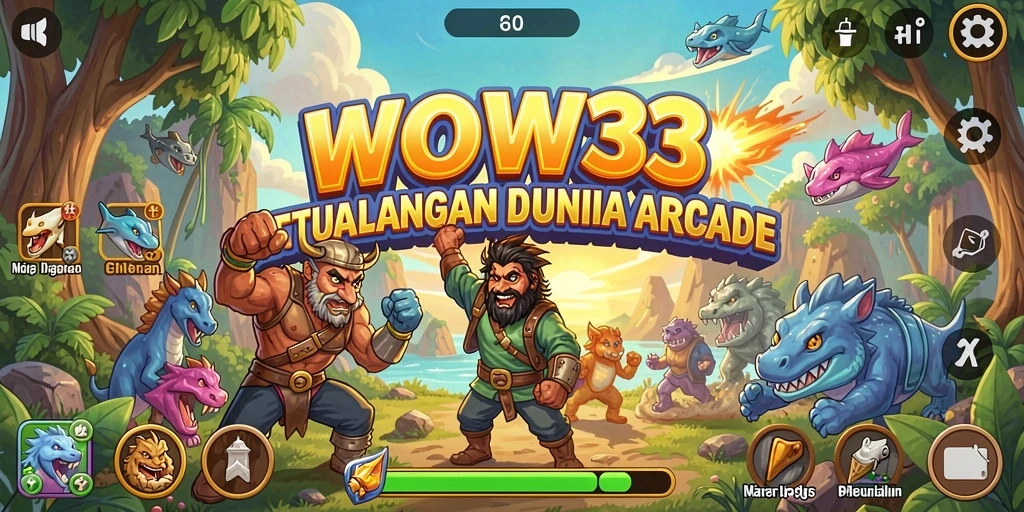 Screenshot gameplay WOW33 menampilkan aksi seru dalam permainan Arcade.